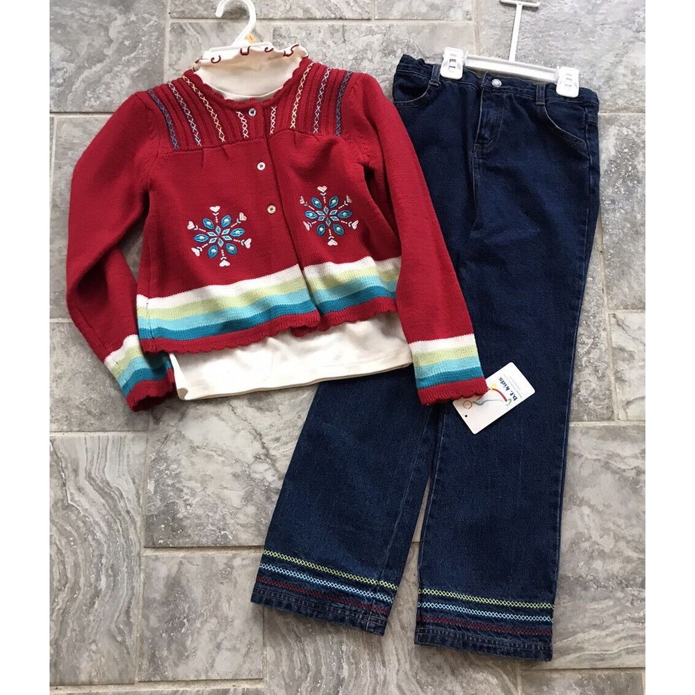 B.T. Kids Girls 6X Stylish Snowflake Sweater Shirt Turtleneck & Pants Outfit Set